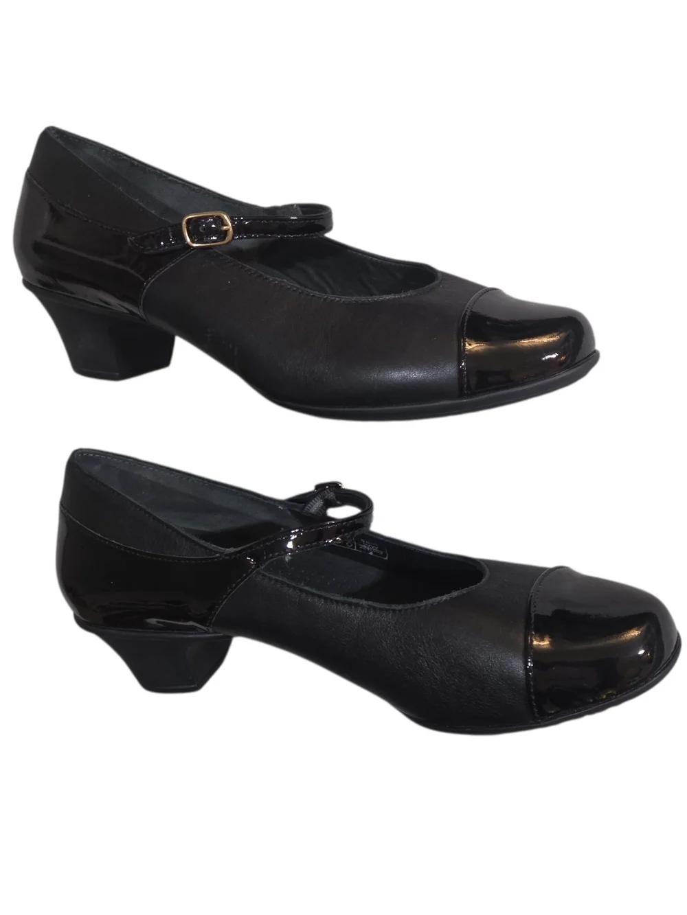 SAS Isabel Black Mary Jane Heel with Patent Trim Size 10.5 WW